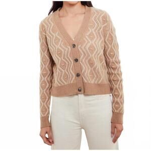 NEW &ISLA maeve plaited cable v-neck cardigan in almond wheat
